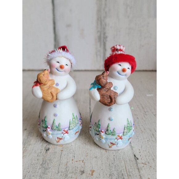 Hallmark snow top lodge Snowman puppy ornament Xmas set - Picture 1 of 5